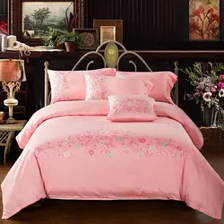 Keluo Новое поступление роскошные розовые цветы 60 s хлопок Вышивка Постельное белье Queen King Размеры Набор пододеяльников для пуховых одеял