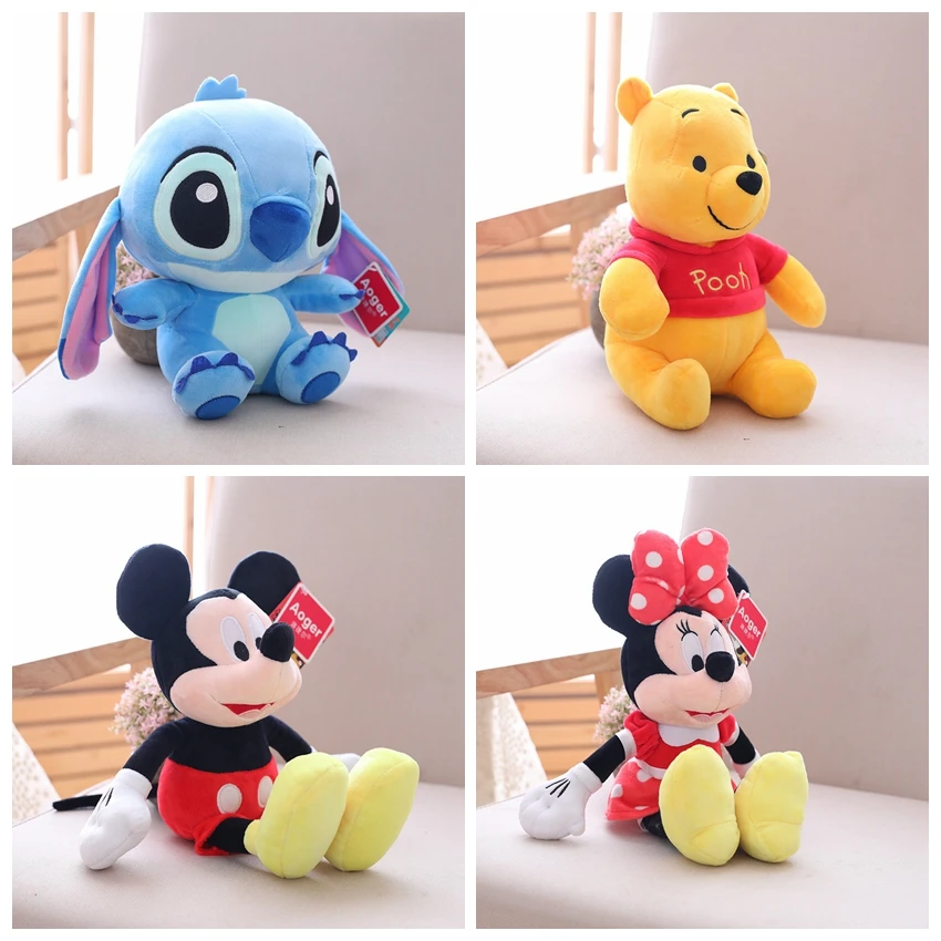 

Hot Sale Original Disney Plush Mickey Mouse Minnie Winnie Stittch Animal Plush Stuffed Toys For Children Birthday Gifts