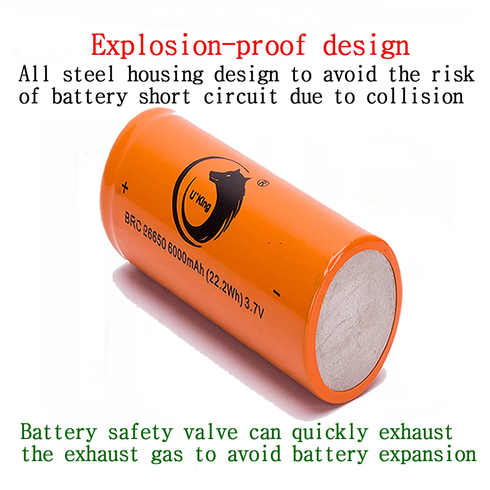 4 шт. перезаряжаемая батарея 26650 3,7 в/4,2 в 6000 мАч литий-ионная батарея для светодиодного фонарика 26650 литиевая батарея для отслеживания налобных фонарей