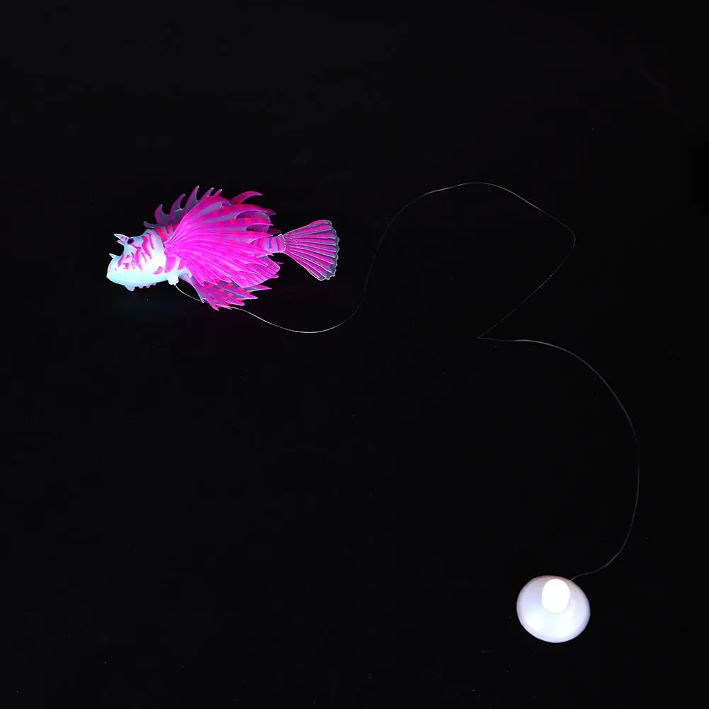 

Aquarium Artificial Luminous Lionfish Style Silicone Fish Floating Glow In Dark Decoration Accessories Akvaryum Aquario Dropship