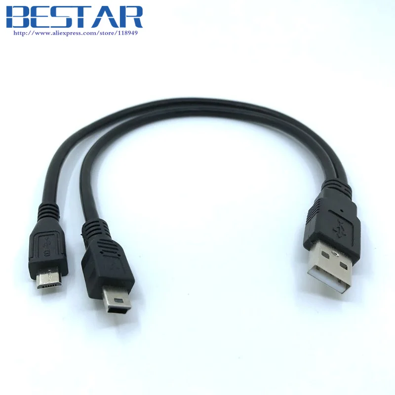2 In 1 Combo Mini Usb & Micro Usb 2.0 Micro-usb 5 Connector Y Cable 30cm 1ft For Charge And Data Sync - Pc Hardware Cables & Adapters - AliExpress