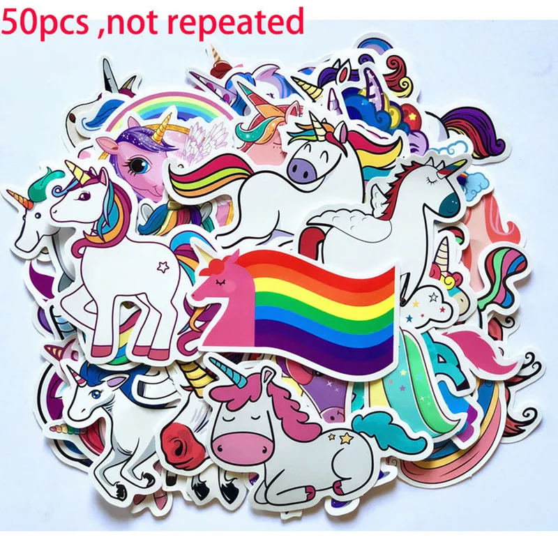 

50pcs Mixed Unicorn Stickers for Laptop Skateboard Luggage Car Styling Bike Motorcycle Phone Decals Cute PVC Waterproof Sticker