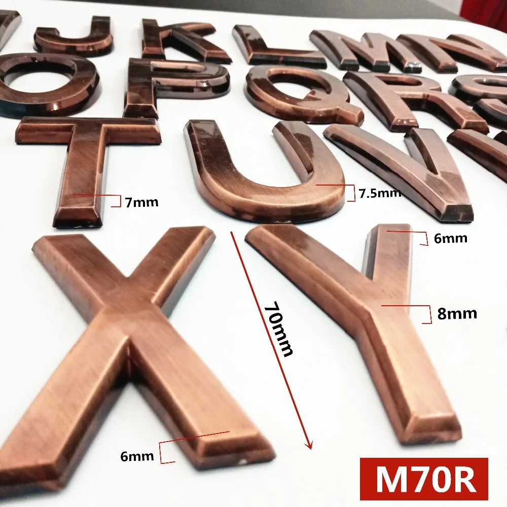 Wonzeal 70 мм 0123456789A Z ABS пластик красная медь современный адрес двери табличка номер