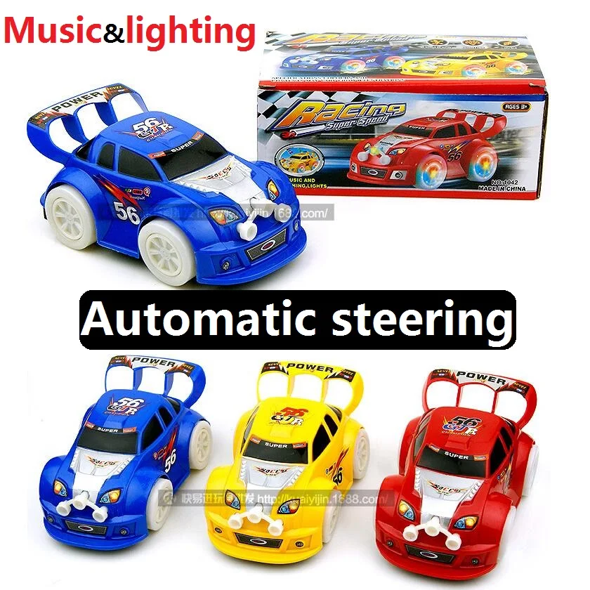 Good Quality Kid Electronic Cars Toy Christmas Automatic Steering Flashing and Music Racing Car