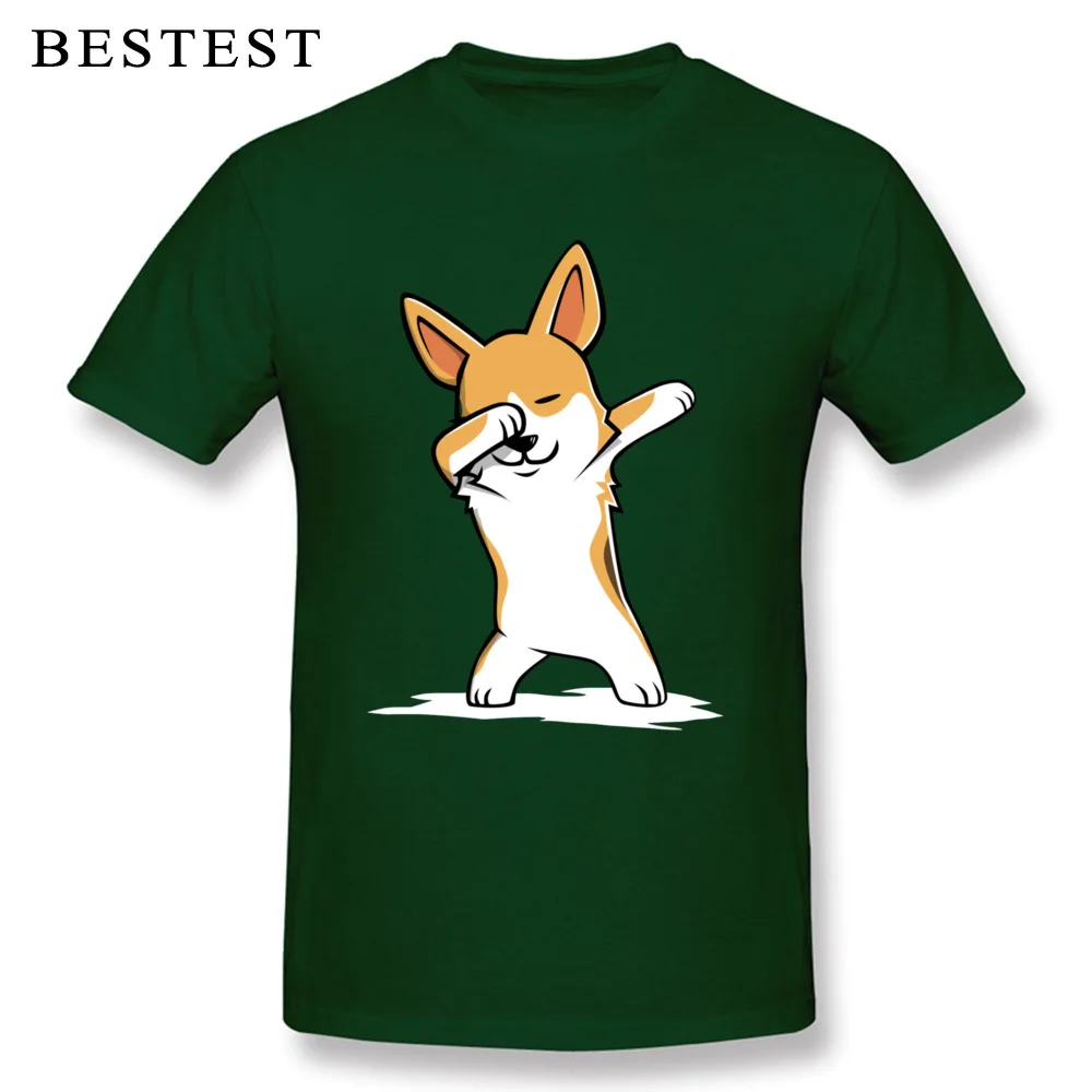 Dabbing Corgi Funny 845 Fashionable Short Sleeve Classic T Shirts 100% Cotton Crewneck Men Tops Shirts Casual Sweatshirts Fall Dabbing Corgi Funny 845 dark