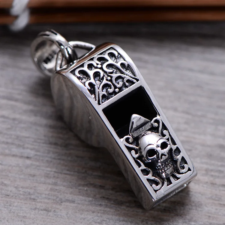 

2019 Asg Cluci Cage Pendants Wholesale S925 Pure Pendant To Restore Ancient Ways Punk Skull Whistle With Both Men And Women