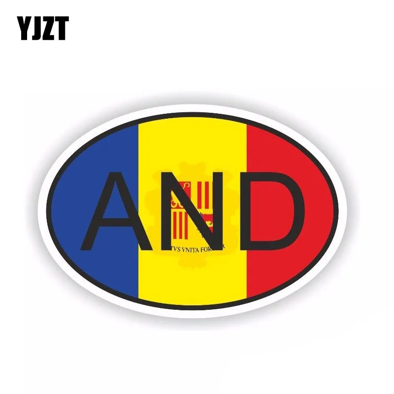 

Автомобильные наклейки на Andorra и страну YJZT, 9,9 см * 6,6 см, ПВХ 6-0233