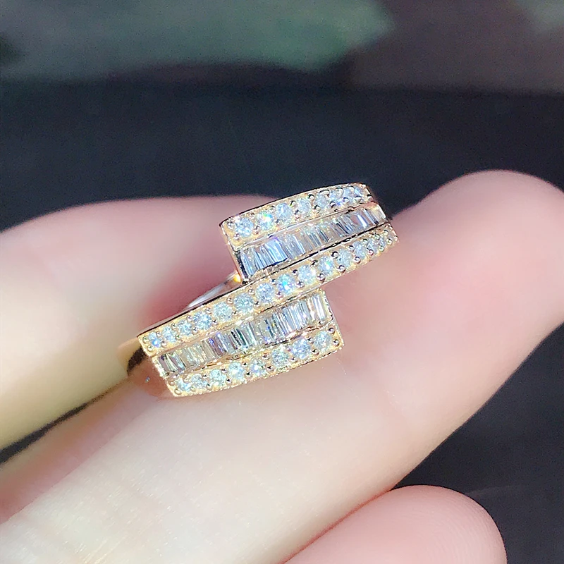 EDI роскошное обручальное кольцо с бриллиантами, Настоящее 18 К желтое золото, натуральное 0,45 cttw кольцо с бриллиантами, винтажное ювелирное изделие, подарок для женщин