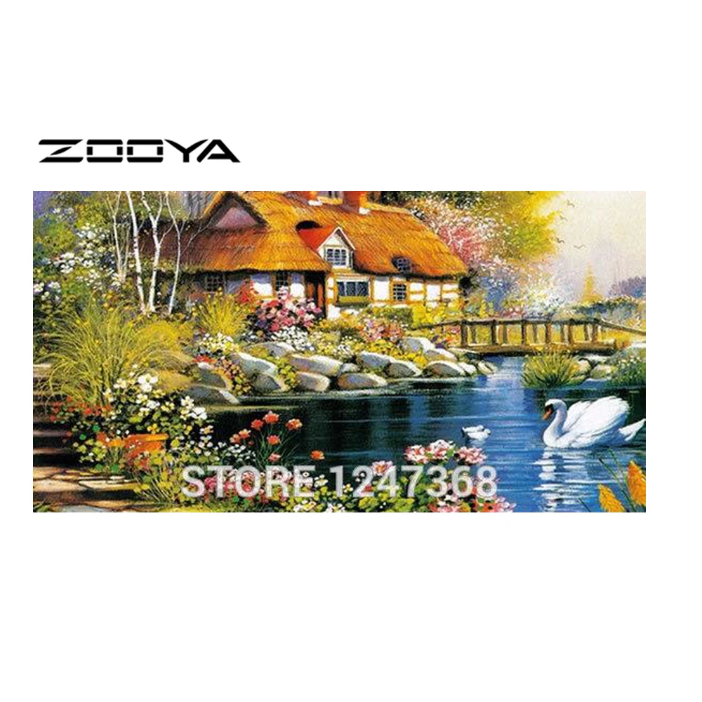 ZOOYA Diamond Painting Full Square Secnery Cottage Diamond Embroidery Pattern Rhinestones Diamond Mosaic Needlework DIY Kit SF06 ZOOYA Diamond Painting Full Square Secnery Cottage Diamond Embroidery Pattern Rhinestones Diamond Mosaic Needlework DIY Kit SF06