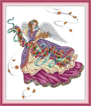 

Purple angelDMC Counted Chinese Cross Stitch Kits Printed Cross-Stitch Set Embroidery Needlework