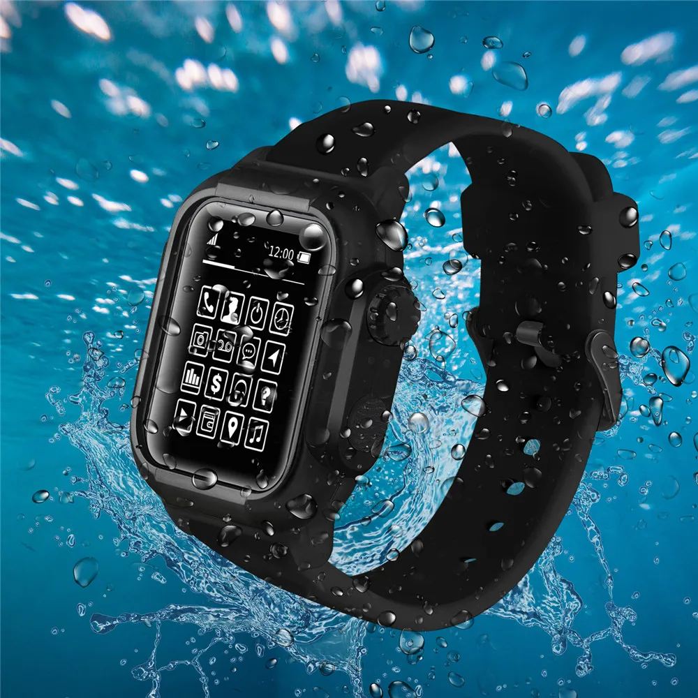 Силиконовый спортивный водонепроницаемый чехол для Apple Watch Series 5 4 3 2 с сменным ремешком 42 мм 44 мм 40 мм аксессуары для часов