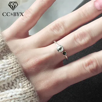 

CC 100% Solid Silver 925 Rings For Women Trendy Jewelry Adjustable Open Ring Cubic Zirconia Minimalist Simple Design CC4009
