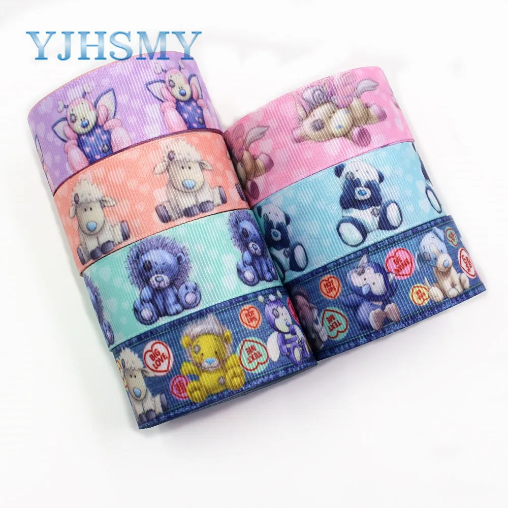 YJHSMY I 19308 558 25 мм 10 ярдов мультфильм термопечать ленты grosgrain Бант колпачок DIY