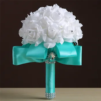 

New Handmade PE Artificial White Rose Wedding Flowers Wedding Bouquets Decorative Bride Bridal Wedding Bouquet Accents