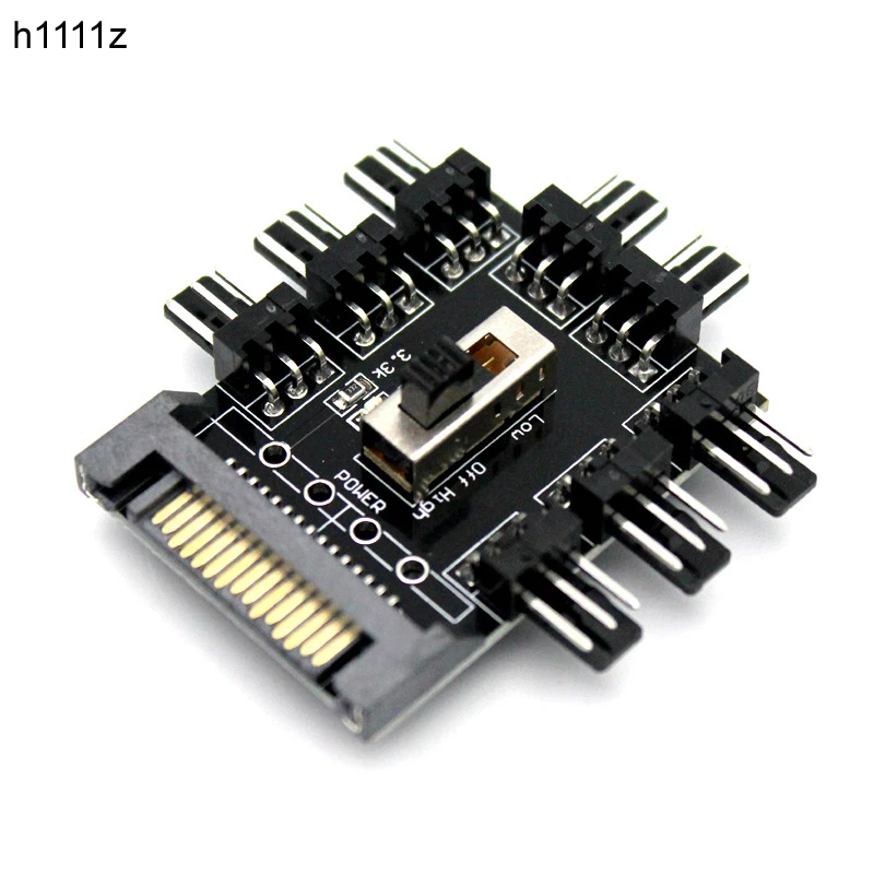 

Multi Way Splitter Cooler Cooling Fan Hub PC Computer SATA 1 to 8 3pin 12V Power Socket PCB Adapter Power Supply for BTC Mining