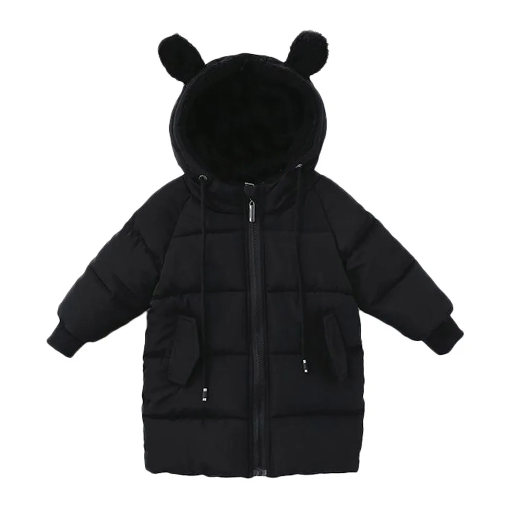 Детская куртка пальто для мальчиков и девочек зимнее пальто с капюшоном Длинная Куртка плотное теплое пальто casacos de inverno Meninas Jas Meisje зима C3