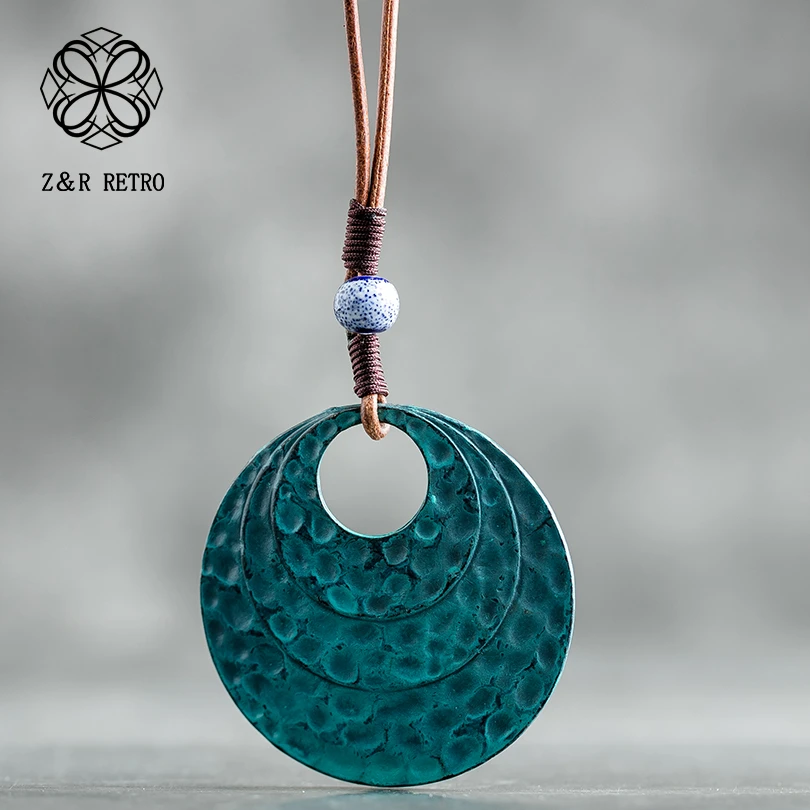 Collares largos de moda 2022, joyería mujer, collar de moneda de aleación Vintage, suspensión Bohemia, luna azul gótica, decoración|Collares colgantes| - AliExpress