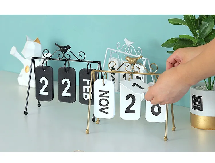 Новейшие модные Ins Nordic Стиль металлический Настольные календари Оригинальное комнатное украшение деревянный стол календарь подарок на день рождения