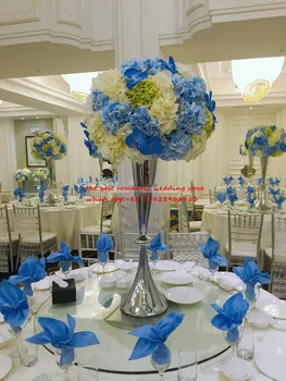 

silver wedding table centerpiece candle holder tall flower pillar wedding decoration