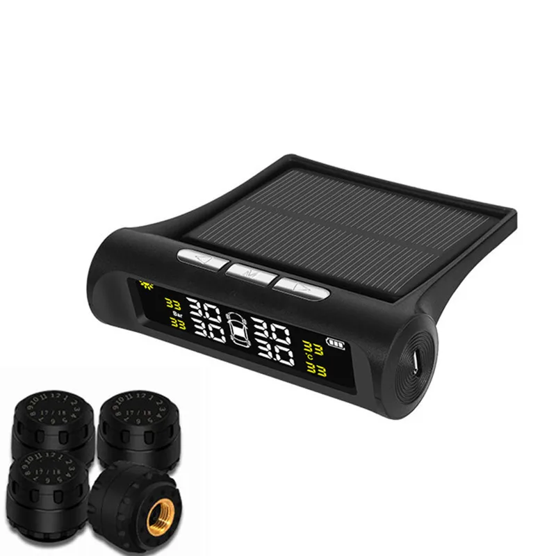 

Top Quality TPMS Car Tire Pressure Monitoring System Solor Power LCD Display Auto Security Alarm Systems Car Tyre Pressure Alarm