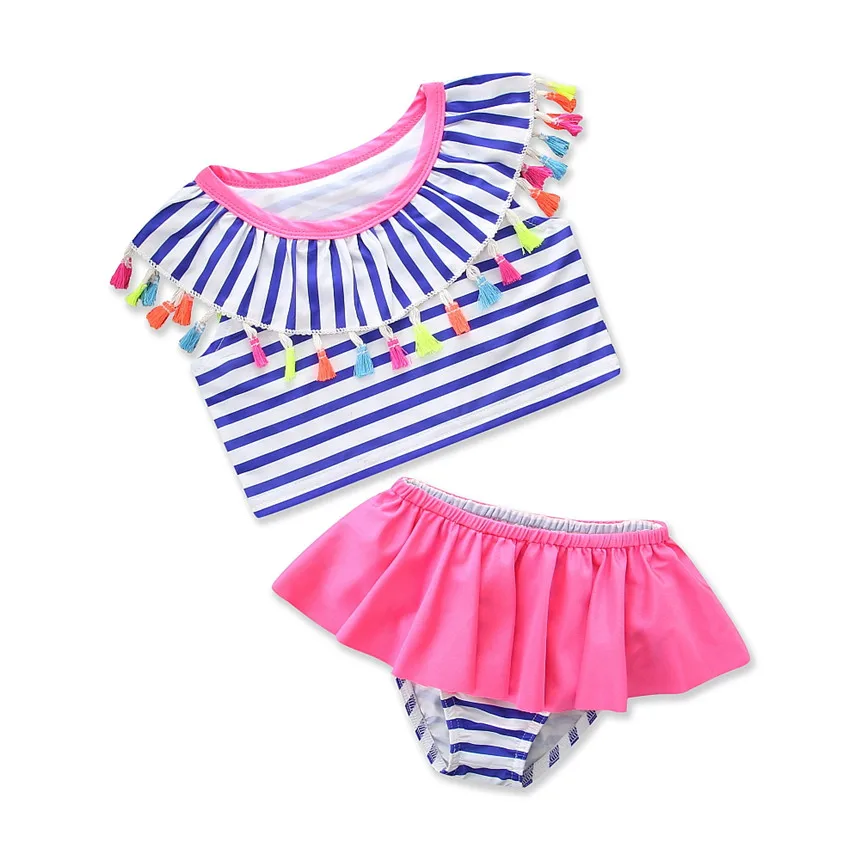 

Toddler Girls Summer Clothing Swimwear Bikini Children Swimsuit Beachwear Bathing Baby Girl Clothes Tops+briefs Shorts 2pcs Set