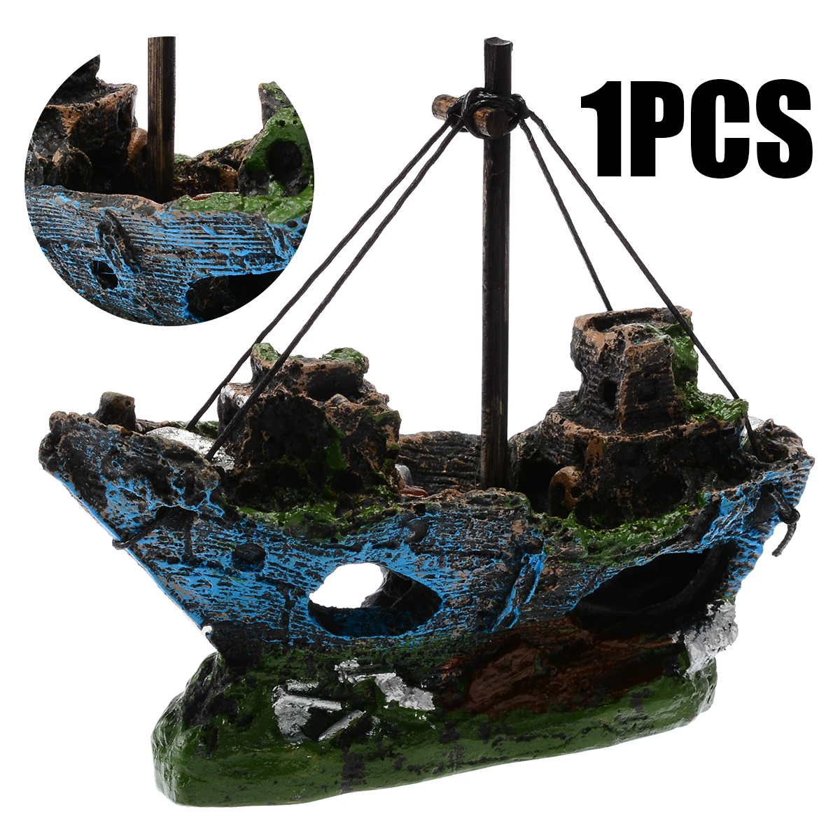 Fish Tank Resin Pirate Ship Aquarium Pirate Boat Ornaments for Home Garden  Decoration