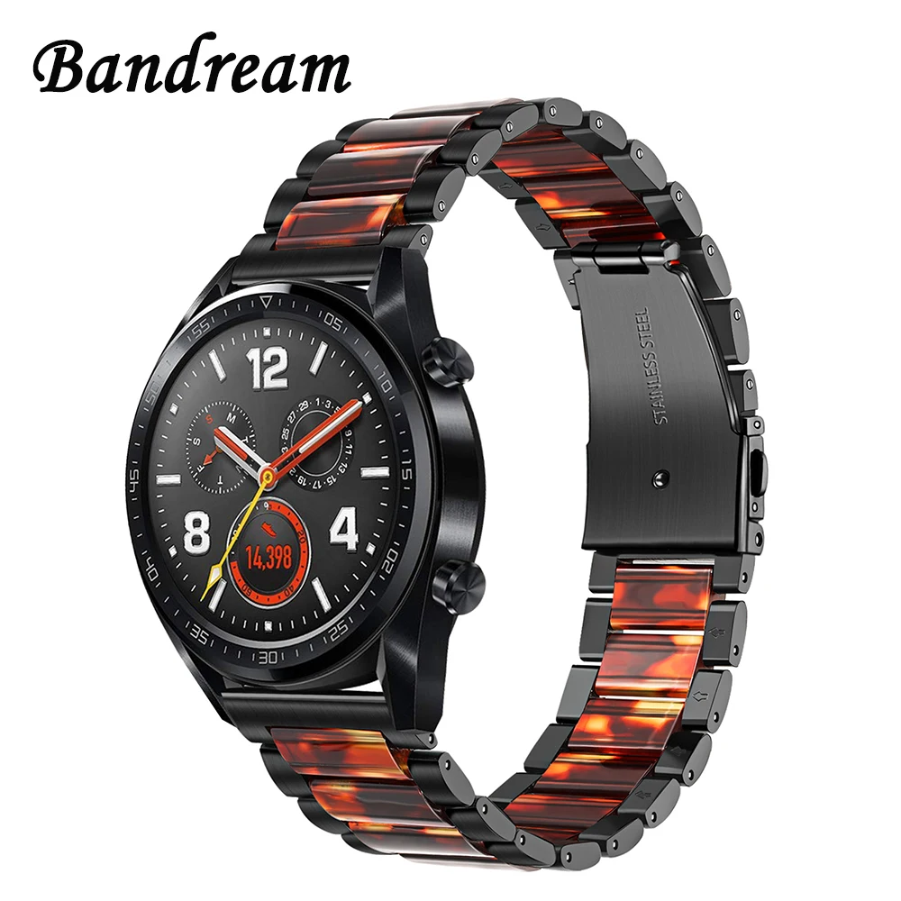 Ремешок из нержавеющей стали и смолы для часов Huawei Watch GT / Honor Magic TicWatch Pro/E2/S2