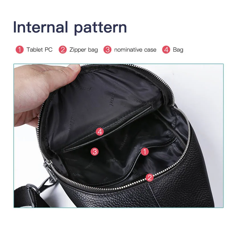 Schulter Leder Reise Taille Sling Brust Männer Mode Casual Taschen Padieoe Pack Echte Bag Messenger vqgwpHx6