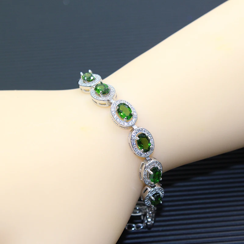 Clic Chrome Diopside Bracelet 15 Pcs Natural Vvs Clic Chrome Diopside Bracelet 15 Pcs Natural Vvs Gemstone Solid 925 Sterling Silver Diospide Gift In Bracelets Bangles From