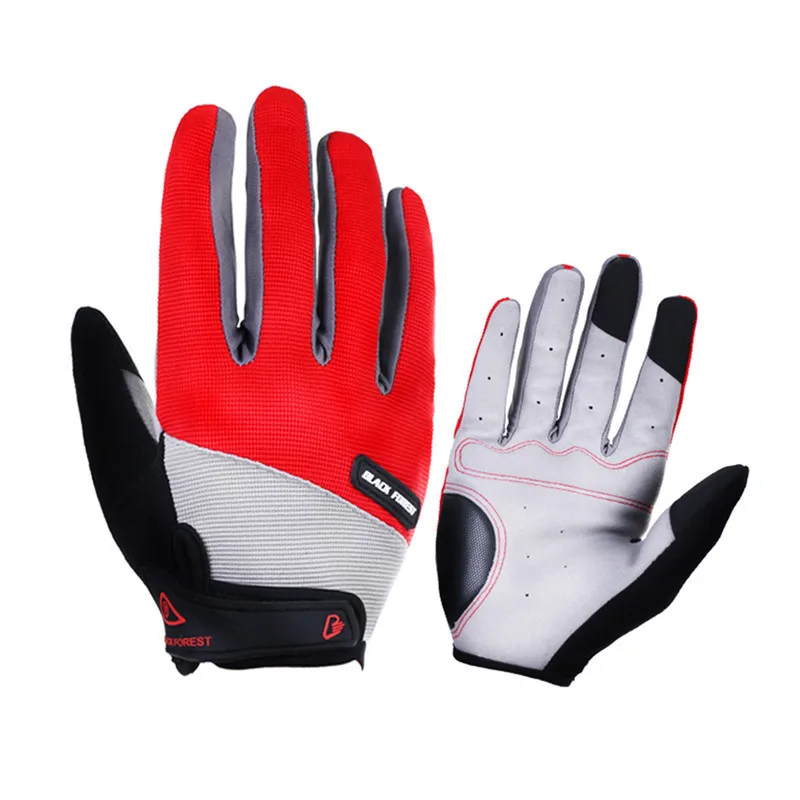 Для мужчин Велоспорт перчатки для защиты от ветра, для езды, велосипедные перчатки для MTB теплые мотоциклетные зима-осень противоскользящие велосипедные перчатки - Цвет: Red
