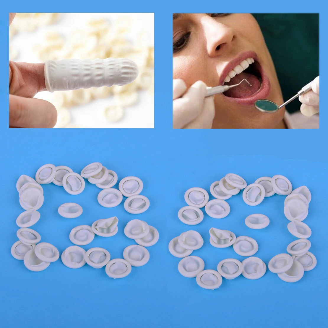 KUSODT 100pcs Elasticity Disposable Dental finger sleeve Dental Scaler