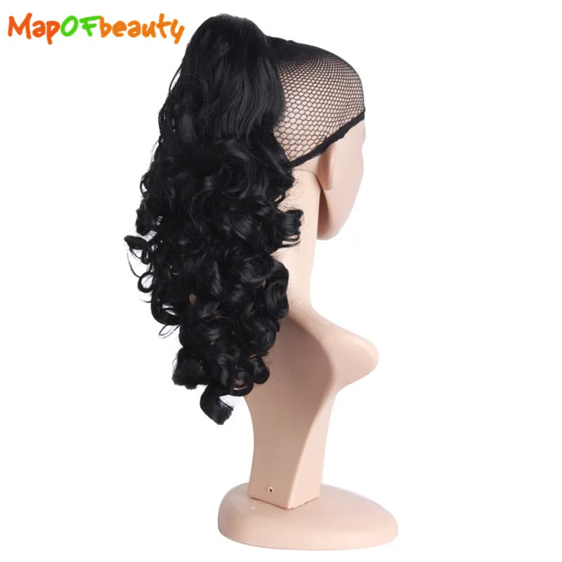 

MapofBeauty 14" Loose Wave Women HairPiece Ponytail Shape Claw Black Hair Extensions Clip-in Heat Resistant Synthetic hair