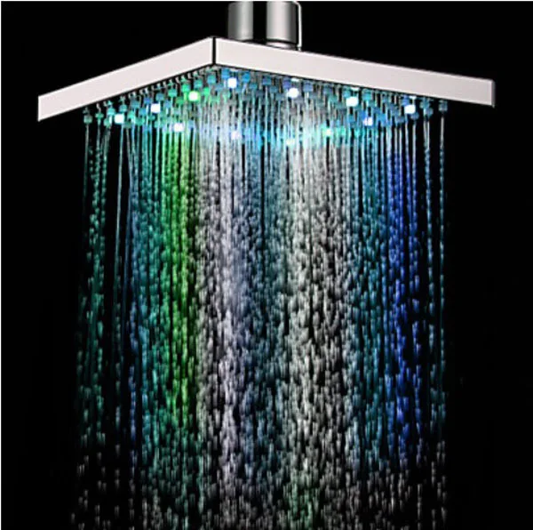 

Free Shipping LED Changing Color Rain Shower Head ABS Top Sprayer Chrome Finish