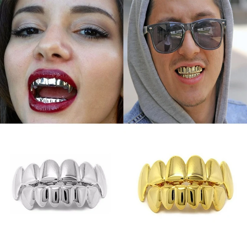 2018 Hip Hop Denture metal Cool Braces Hiphop Silver Gold Teeth Grillz