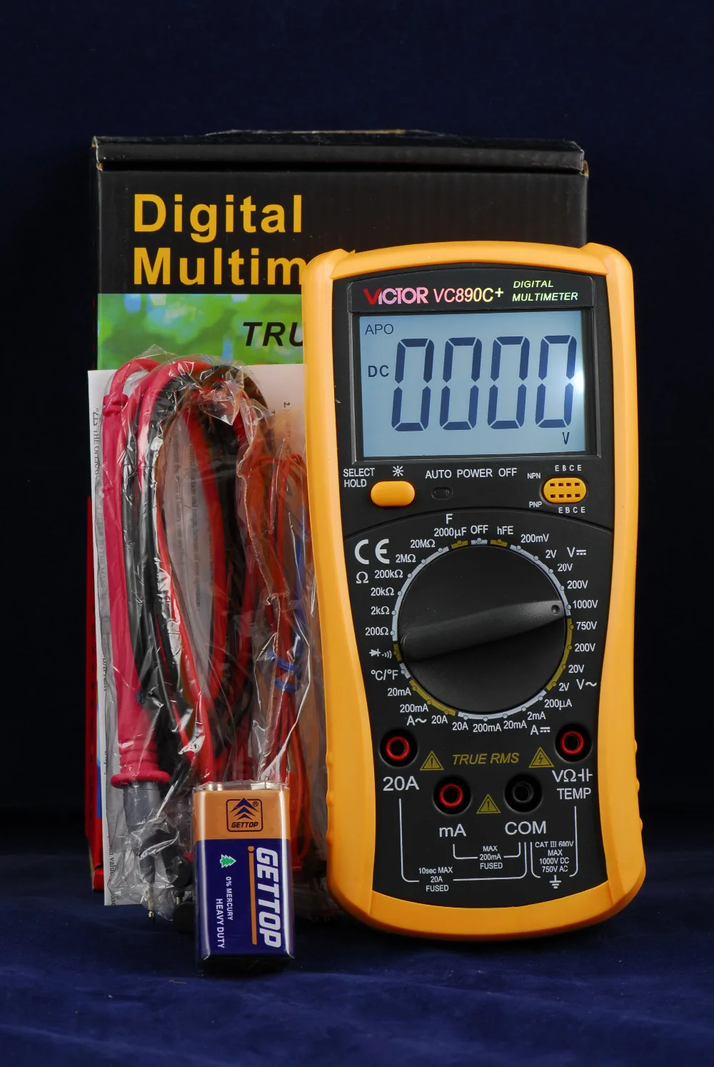 10 шт. виктор VC890C + цифровой мультиметр правда RMS 2000 мкФ конденсатор измерения