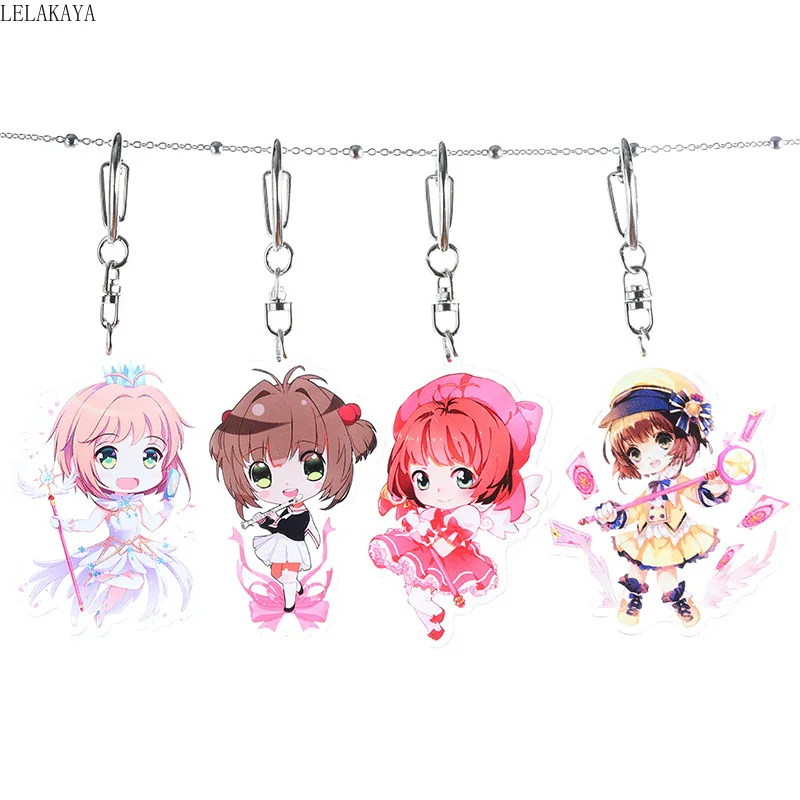 

Acrylic Card Captor Sakura Printed Anime Action Figure Cartoon Mini Creative Bag Xmas Pendants Gift Sailor Moon Keychain Pendant