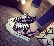 Spring/summer Newest Women Fashion Canvas Wedges Shoes Sport Breathable Lace-Up women’s floral print shoes Students casual shoes
