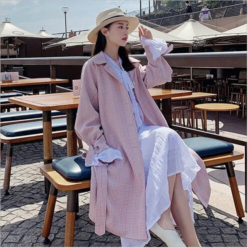 À Longue 2019 Rouge Carreaux La Femme Doux vent Nouvelle De Populaire Coupe 1 Vent Printemps Net Coréenne Veste Version SMzVUpq