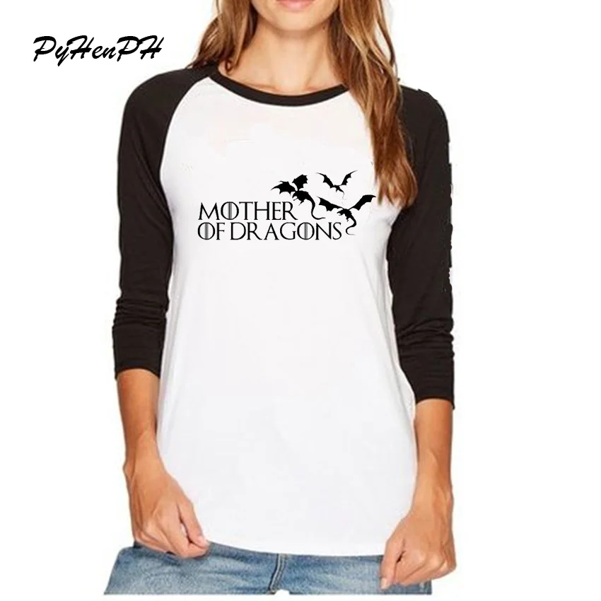 

PyHenPH Brand Summer Game of Thrones Design T-Shirt Mother of Dragon/Cat/Pug Printed Full Sleeve T Shirt Women Cool Tee Tops