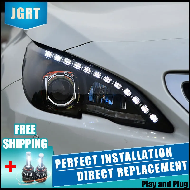 2PCS LED Headlights For Peugeot 408 308S 14 18 Car Led Lights Double Xenon Lens Car Accessories