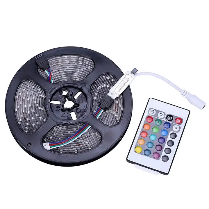 Водостойкая 3528 RGB светодиодная светодио дный лента м 300 led 5 м SMD+ 24key Мини ИК-пульт дистанционного управления DC 12 В в сменная полоса света
