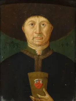 

16th Century Netherlandish Old Master Portrait Man Hat Gold Cup Dutch Panel 100% hand painted Oil painting on Canvas