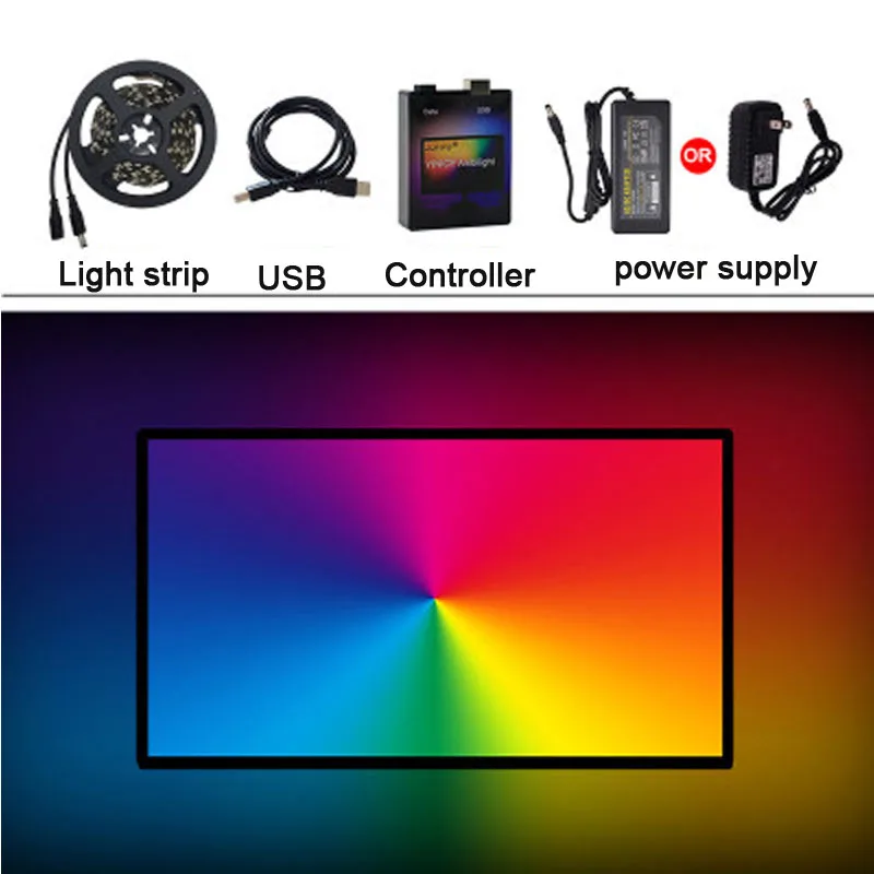 5V WS2812 USB Светодиодная лента 5050 RGB сменный светодиодный фоновый светильник Ambi светильник дисплей Синхронизация 1 м 2 м 3 м 4 м 5 м светодиодный светильник