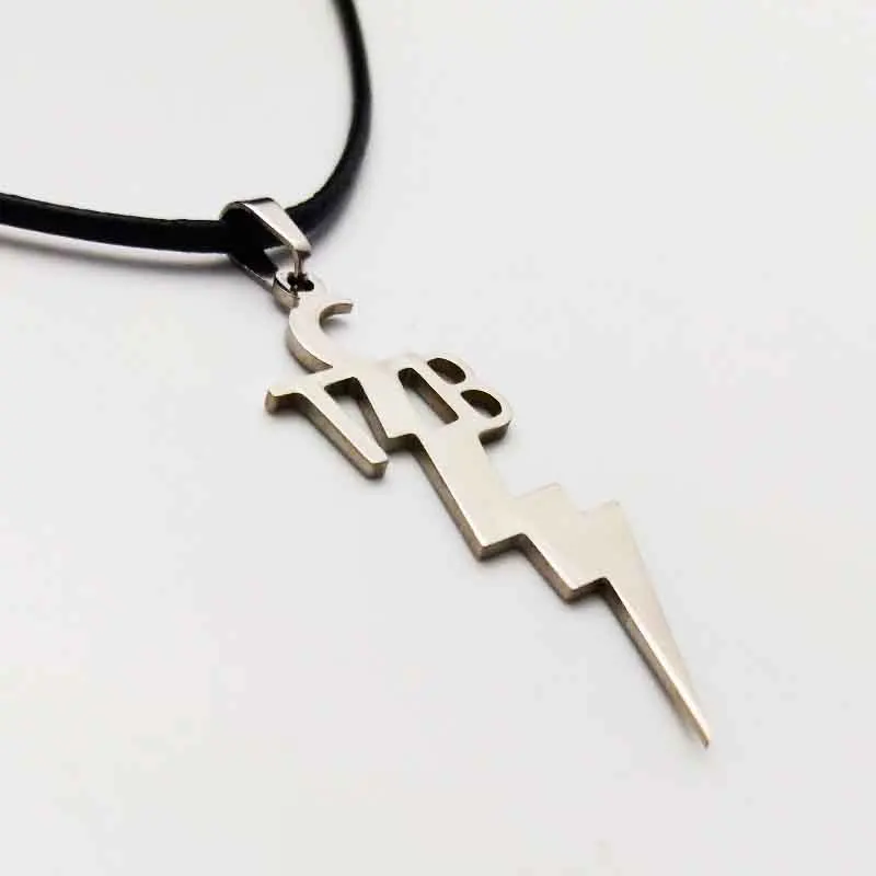 Trendy Silver Tone Letter TCB with Shiny Lightning Ketting lightning