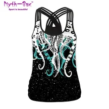 Женский спортивный жилет с принтом осьминога, звездная рубашка для йоги и бега, жилет для тренировок, фитнеса, футболка с перекрестными полосками, топы для тренировок, спортивная блузка