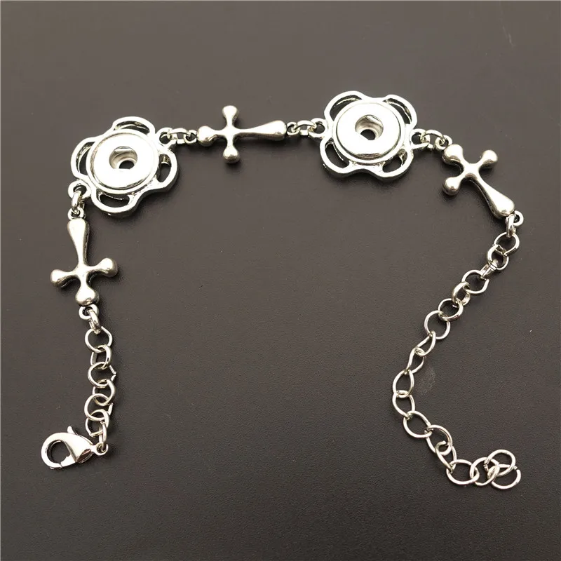 

Metal 12mm Snap Buttons Small Crosses Pattern Bracelet Christian Jewelry