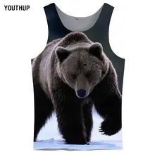 YOUTHUP размера плюс летние топы Мужские повседневные облегающие Топы 3D принт медведь животные Забавные футболки фитнес жилет Модные майки
