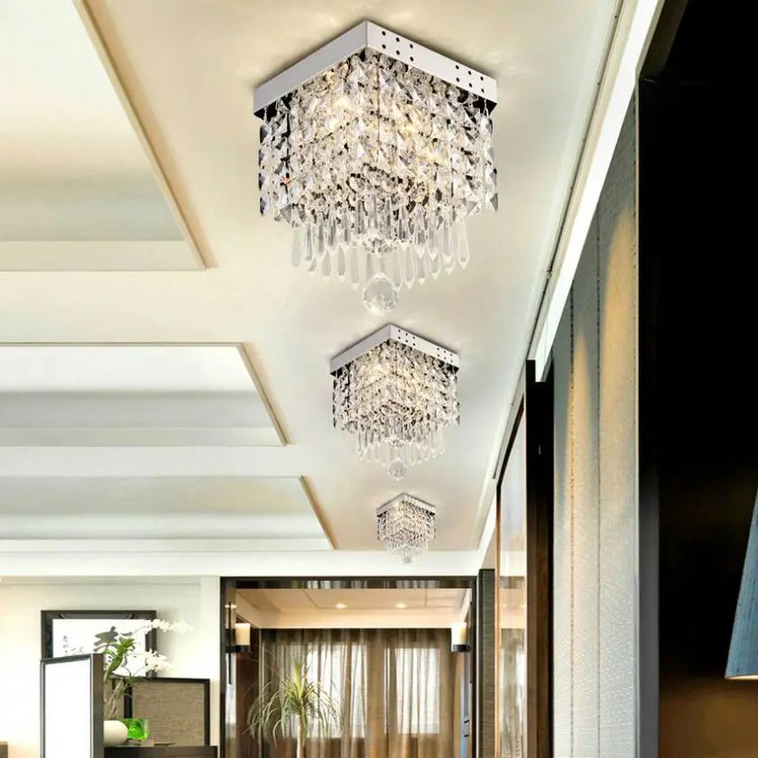 Lustres de Cristal Conduziu a Iluminação Lustre para Sala Lâmpada do Teto Moderna Quadrado Lâmpadas Estar Cristal Luminária Led 8 High Quality crystal chandelier ceiling