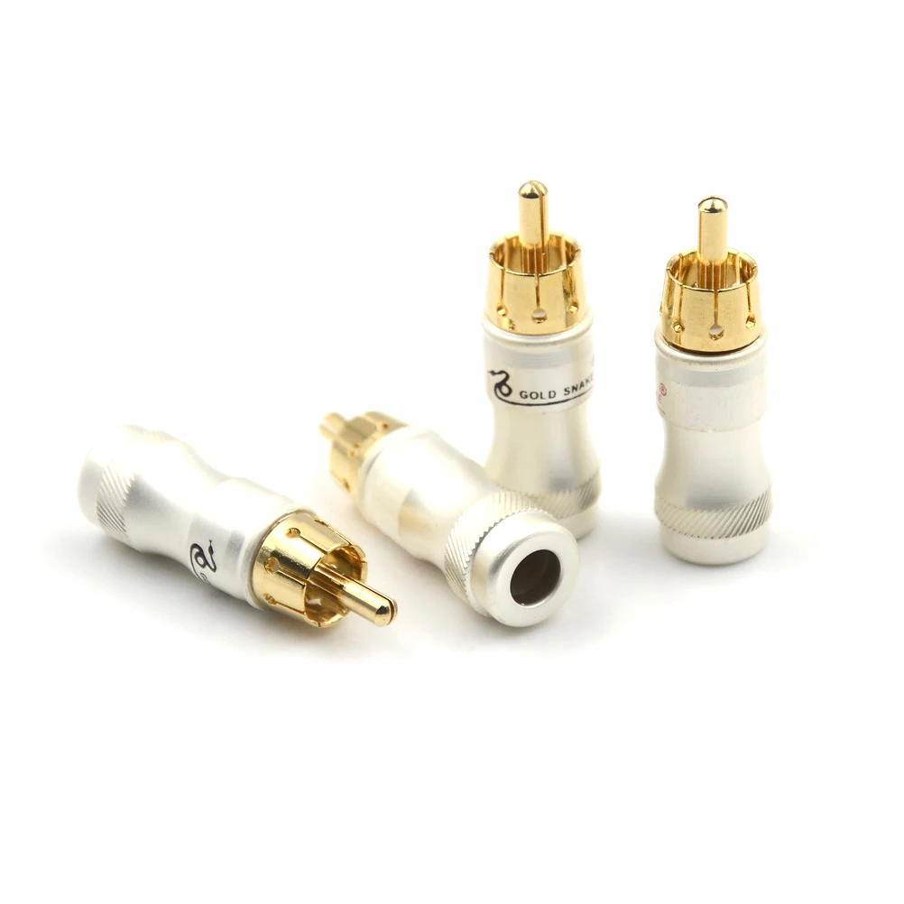 1pcs White RCA Phono Male Plug Solder Type Audio Video Cable Connector DIY