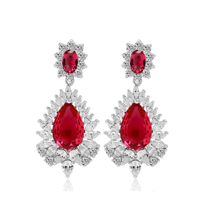 

fashion Exquisite Design 4 Colors Really Sparkling Cubic Zironia Water Drop Elegant Bridal Wedding Jewelry Earrings for Wome
